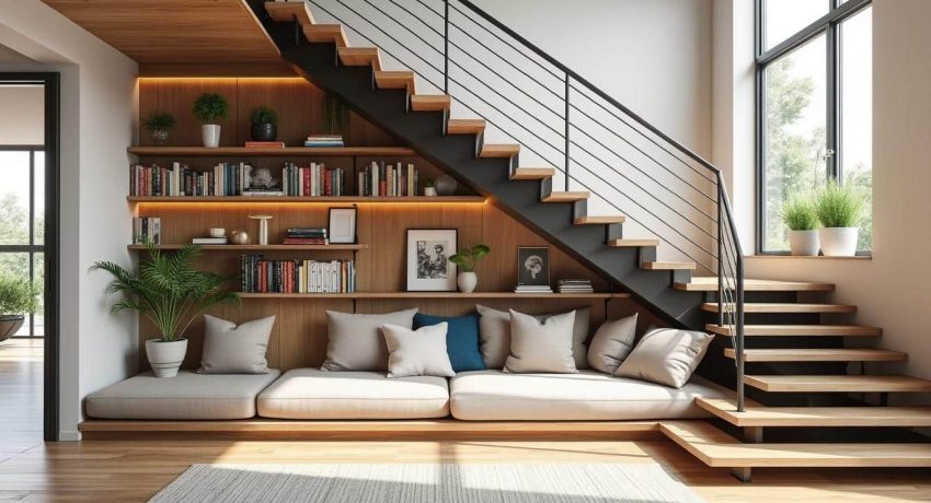 découvrez des idées créatives pour aménager un espace sous escalier ouvert, optimisant l'espace sans le fermer, pour un intérieur fonctionnel et esthétique.